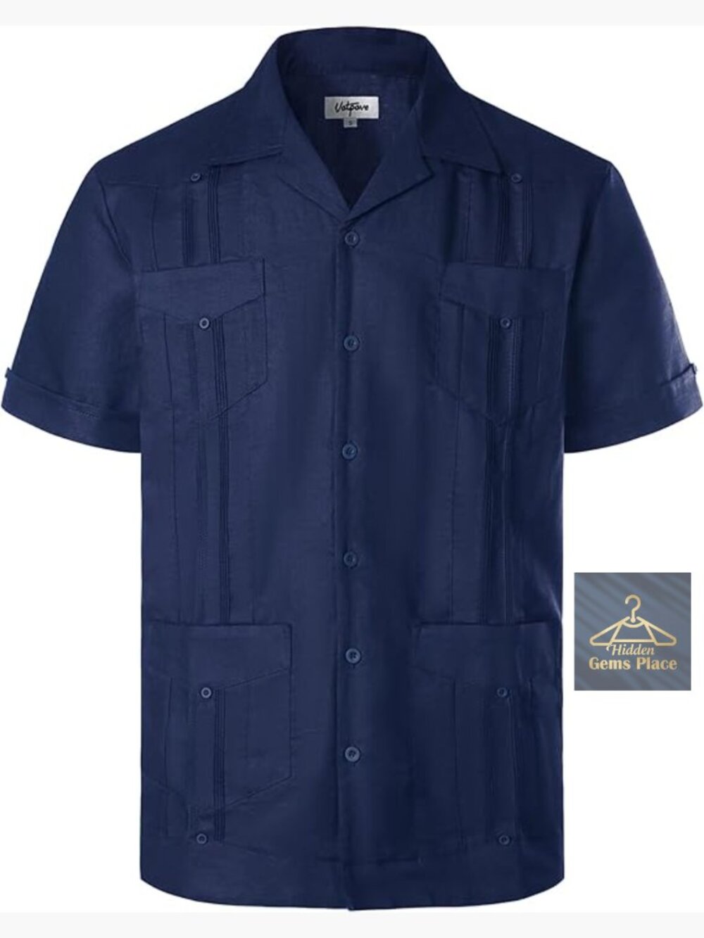 Men's Linen Cuban Guayabera Shirt Short Sleeve Button Down Casual Summer
